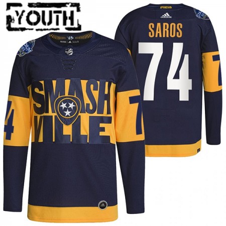 Nashville Predators Juuse Saros 74 Adidas 2022 Stadium Series Trikot Authentic - Kinder